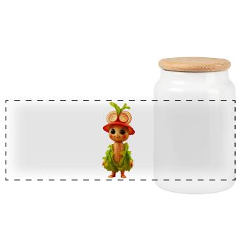 Funny vegetable figurine ideal for children - Panoramic Cookie Jar with Wooden Lid - white - Front