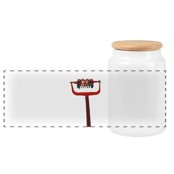 Dream Roller Coaster in Vivid Colors - Panoramic Cookie Jar with Wooden Lid - white - Front