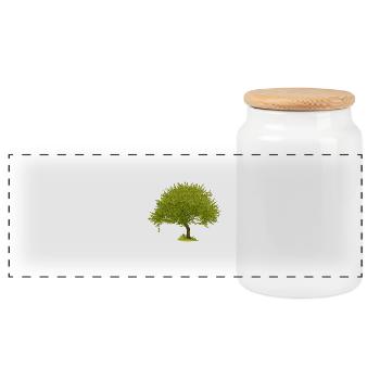 Grüner Sommerbaum - Panorama Keksdose mit Holzdeckel - Weiß - Vorne