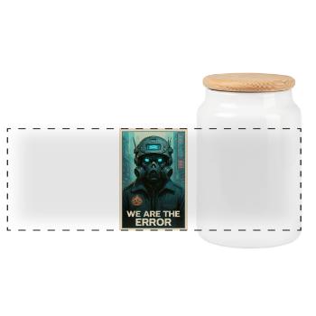 WE ARE THE ERROR - Panoramic Cookie Jar with Wooden Lid - white - Front