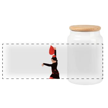 Flemish - Panoramic Cookie Jar with Wooden Lid - white - Front