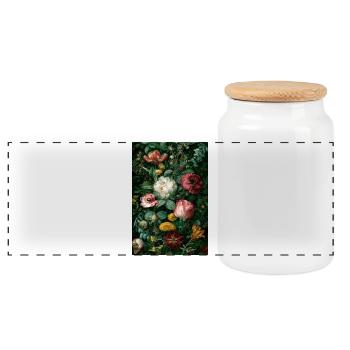 Wildflowers 0001 - Panoramic Cookie Jar with Wooden Lid - white - Front