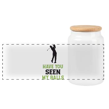 Golf - Avez-vous vu mes balles - Boîte à biscuits avec couvercle en bois - blanc - Devant
