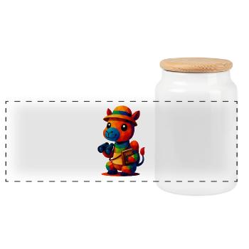 WPAP Polygon Style Animals Camel Travel Guide - Panoramic Cookie Jar with Wooden Lid - white - Front