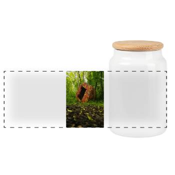 Concrete Cake in a Wild Forest, Mold Forest - Panoramic Cookie Jar with Wooden Lid - white - Front
