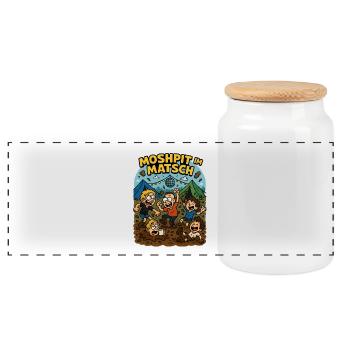 Festival Crew Crowd at Matsch Festival Camping - Panoramic Cookie Jar with Wooden Lid - white - Front