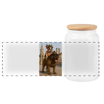 Bouledogue français et Mastiff à Munich - Boîte à biscuits avec couvercle en bois - blanc - Devant