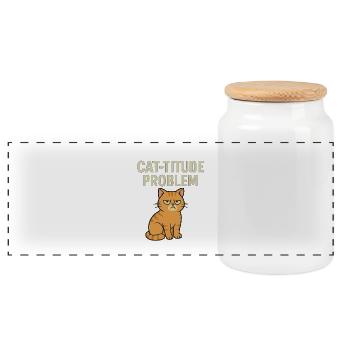 Pronounced cat feelings - Panoramic Cookie Jar with Wooden Lid - white - Front
