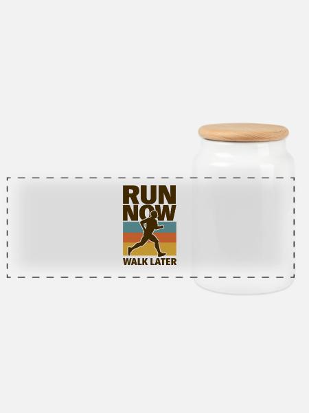 Run Now Walk Later - Panorama Keksdose mit Holzdeckel - Weiß
