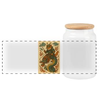 Guerriers renards et dragons en forme de combat - Boîte à biscuits avec couvercle en bois - blanc - Devant
