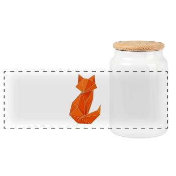 Geometrischer Fuchs - Stilvolles Origami-Design - Panorama Keksdose mit Holzdeckel - Weiß - Vorne