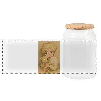 "Touma" - Panoramic Cookie Jar with Wooden Lid - white - Front