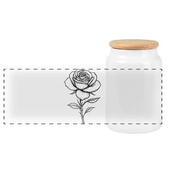 Rose transparent - Panoramic Cookie Jar with Wooden Lid - white - Front