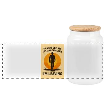 Western cowboy coucher de soleil motif design - Boîte à biscuits avec couvercle en bois - blanc - Devant
