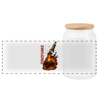 ZÜNDFUNKE – Firestarter - Panoramic Cookie Jar with Wooden Lid - white - Front