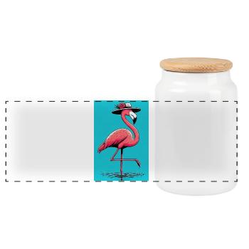 Flamant - Boîte à biscuits avec couvercle en bois - blanc - Devant