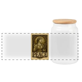 Symbolic Peace and Serenity Illustration - Panoramic Cookie Jar with Wooden Lid - white - Front