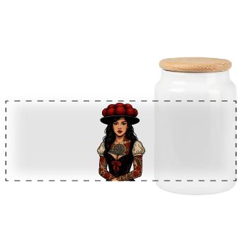 Bollenhut Tattoo Femme Forêt-Noire Fribourg Home - Boîte à biscuits avec couvercle en bois - blanc - Devant