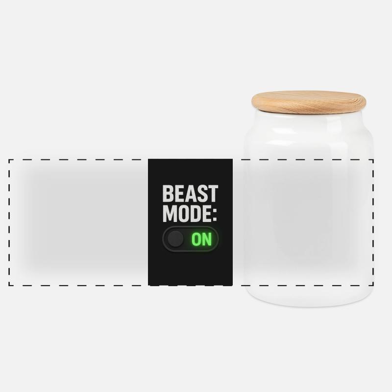 Beast Mod Turn On Switch Design - Panoramic Cookie Jar with Wooden Lid - white