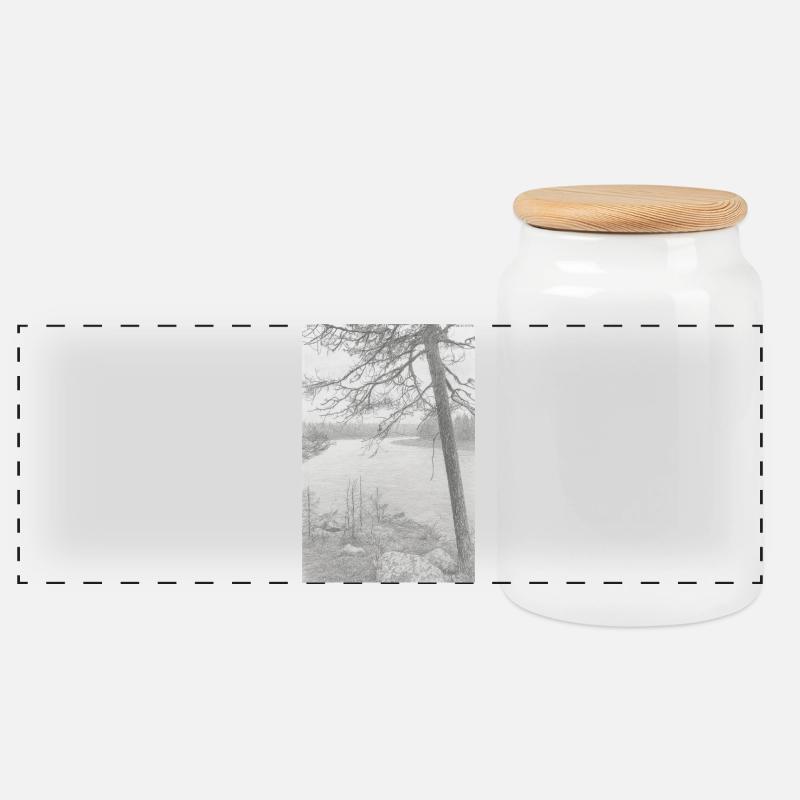 Natur - Panorama Keksdose mit Holzdeckel - Weiß