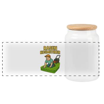 Rasenkosmetiker Humor Design - Panorama Keksdose mit Holzdeckel - Weiß - Vorne