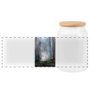 Mystischer Waldhirsch immer Patronus Aquarell - Panorama Keksdose mit Holzdeckel - Weiß - Vorne