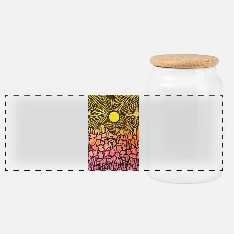 Sunset - Panoramic Cookie Jar with Wooden Lid - white