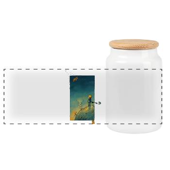 Der kleine Sternengucker - Panorama Keksdose mit Holzdeckel - Weiß - Vorne