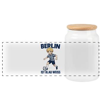 Conception de fan de football à Berlin - Boîte à biscuits avec couvercle en bois - blanc - Devant
