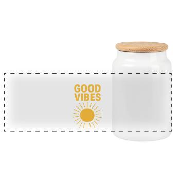 Positive Sonnenstrahlen Design für Kleidung - Panorama Keksdose mit Holzdeckel - Weiß - Vorne