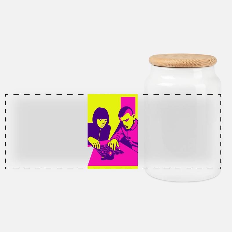 Future Game - Panoramic Cookie Jar with Wooden Lid - white