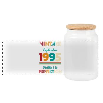 30th Anniversary - Vintage - September 1995 - Panoramic Cookie Jar with Wooden Lid - white - Front