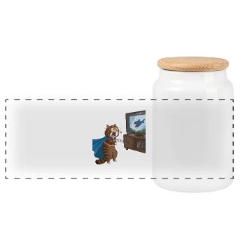 Unleash Your Inner Hero with the Quantum Splash Ki - Panoramic Cookie Jar with Wooden Lid - white - Front