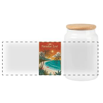 Where Dreams Meet Reality - Panoramic Cookie Jar with Wooden Lid - white - Front