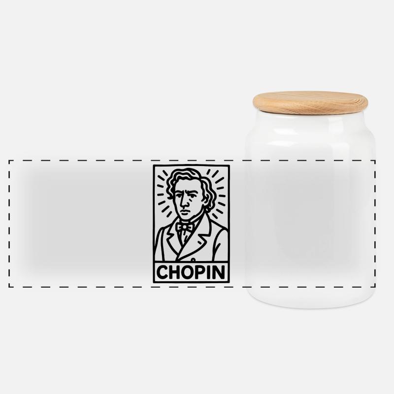 Frédéric Chopin - Boîte à biscuits avec couvercle en bois - blanc