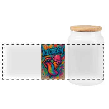 ICECREAM - Panorama Keksdose mit Holzdeckel - Weiß - Vorne