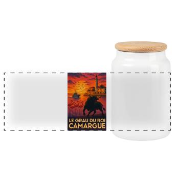 Le Grau Du Roi Camargue Coucher de Soleil - Boîte à biscuits avec couvercle en bois - blanc - Devant