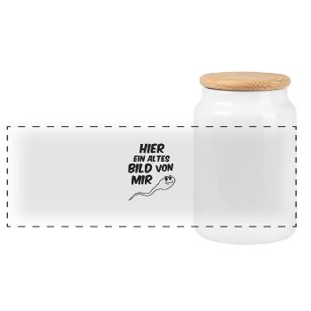 Humorous ghost design with saying - Panoramic Cookie Jar with Wooden Lid - white - Front