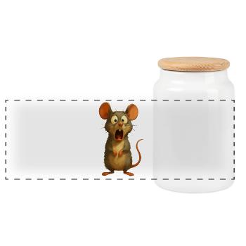  Lustige Cartoon Maus Überraschtes Comic Tiermotiv - Panorama Keksdose mit Holzdeckel - Weiß - Vorne