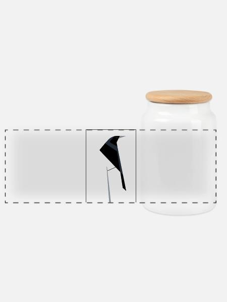 Abstrakte Ibis-Silhouette - Panorama Keksdose mit Holzdeckel - Weiß