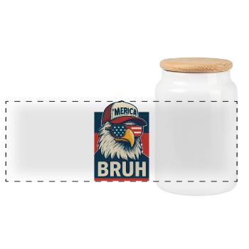 Bruh 4th of July Eagle Kids Teen 4th of July Bruh - Panoramic Cookie Jar with Wooden Lid - white - Front