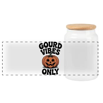 Nur Kürbis-Vibes - Panorama Keksdose mit Holzdeckel - Weiß - Vorne