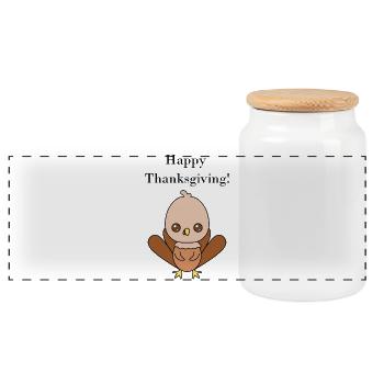 Cute Turkey Illustration for Thanksgiving - Panoramic Cookie Jar with Wooden Lid - white - Front