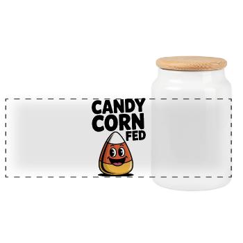 Candy Corn Fed - Panoramic Cookie Jar with Wooden Lid - white - Front