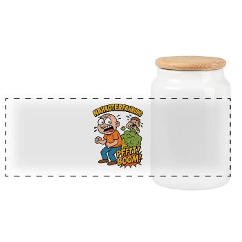 Fart near-stool experience - Panoramic Cookie Jar with Wooden Lid - white - Front