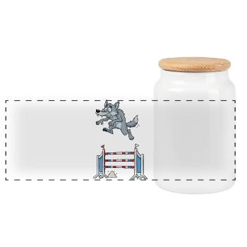 Champion de saut d'obstacles des loups - Boîte à biscuits avec couvercle en bois - blanc - Devant