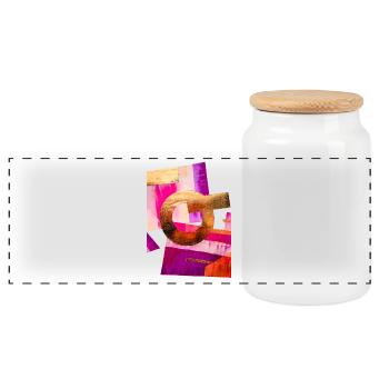 Abstraktes Design mit Gold, Pink und Lila - Panorama Keksdose mit Holzdeckel - Weiß - Vorne
