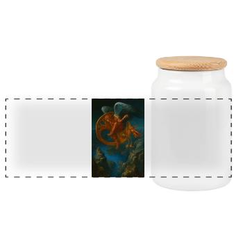Conception de créature volante mécanique fantastique - Boîte à biscuits avec couvercle en bois - blanc - Devant