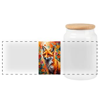Fuchs Blumen abstrakt Fuchsliebhaber Geschenk  - Panorama Keksdose mit Holzdeckel - Weiß - Vorne