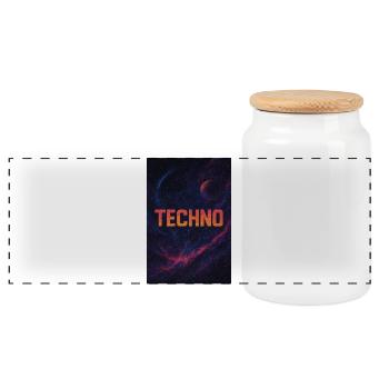 Futuristisches Weltraum Techno Design - Panorama Keksdose mit Holzdeckel - Weiß - Vorne